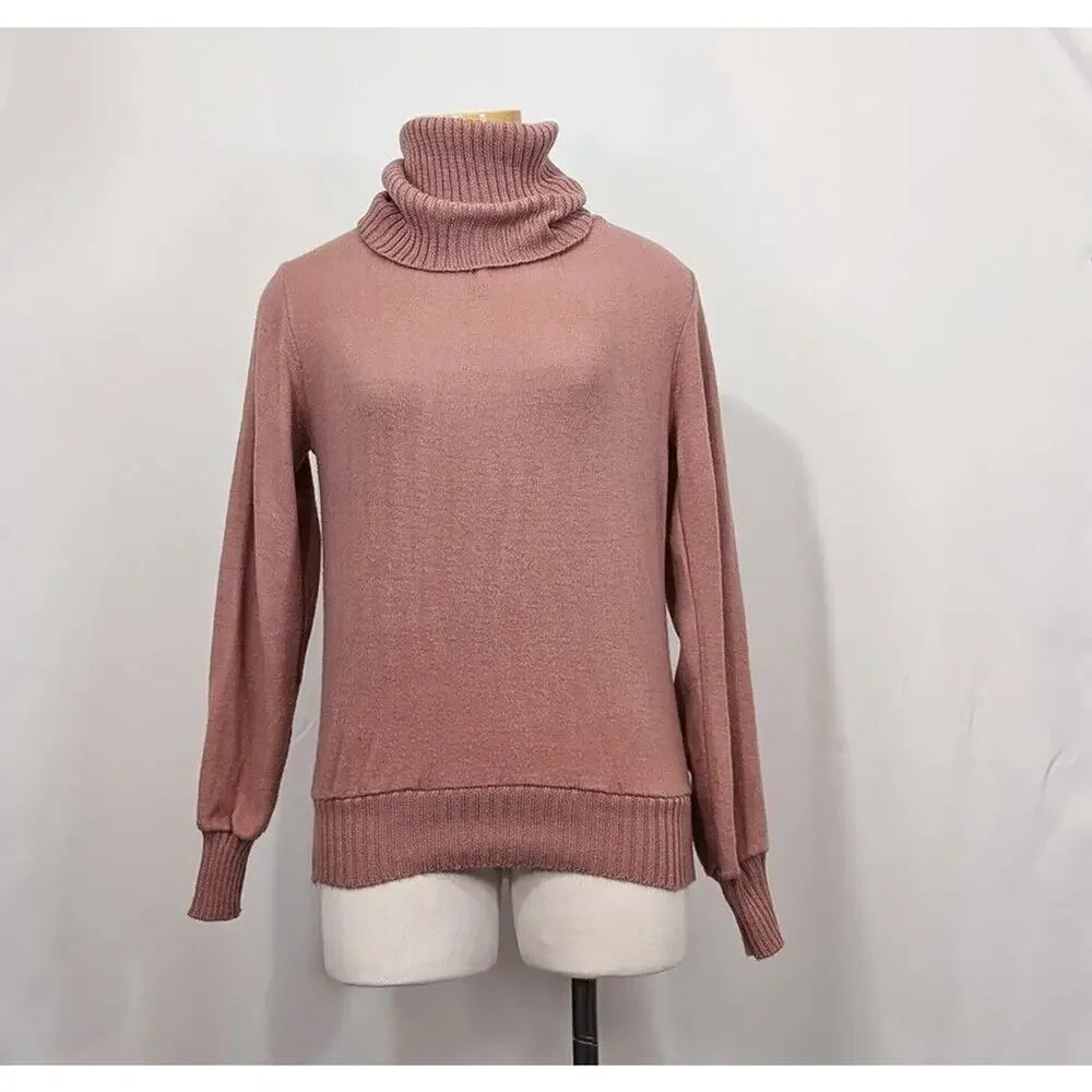 Vintage 80s Gap Sweater Mauve Pink Cowl Neck Turtleneck Women's Size S
